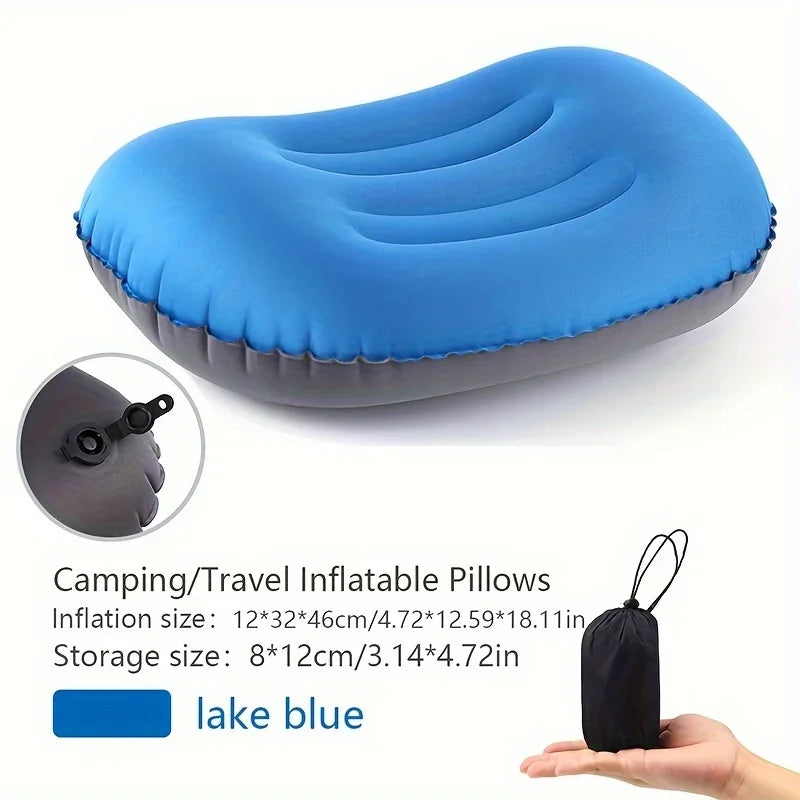 coussin gonflable confortable ergonomique gris clair compressible sac rangement texture douce camping randonnée sofa