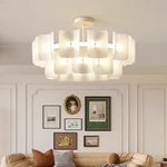 suspension lumineuse moderne pendentif blanc rayures fines opacité 120cm d100cm d80cm d60cm lumière froide
