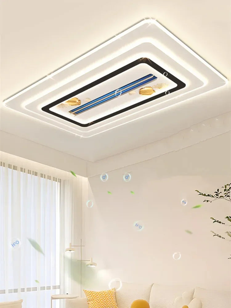 plafonnier led moderne blanc noir doré coquillages dorés télécommande minimaliste invisible ventilateur