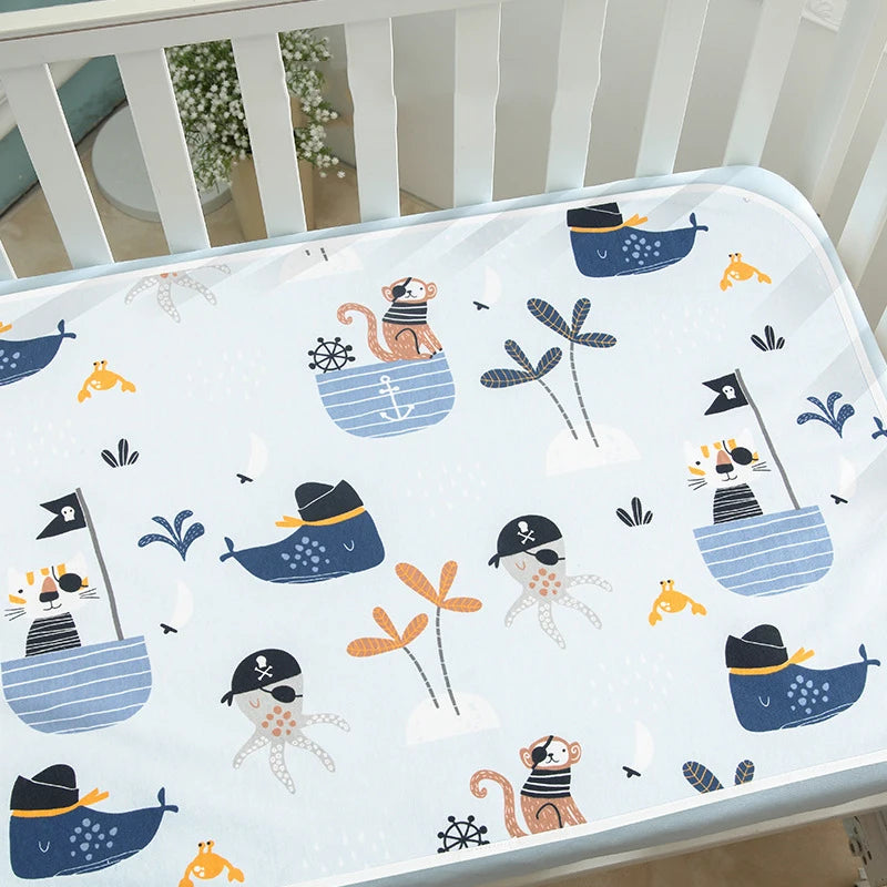 drap berceau imperméable coton reutilisable rayures ours lapins animaux coeurs clips