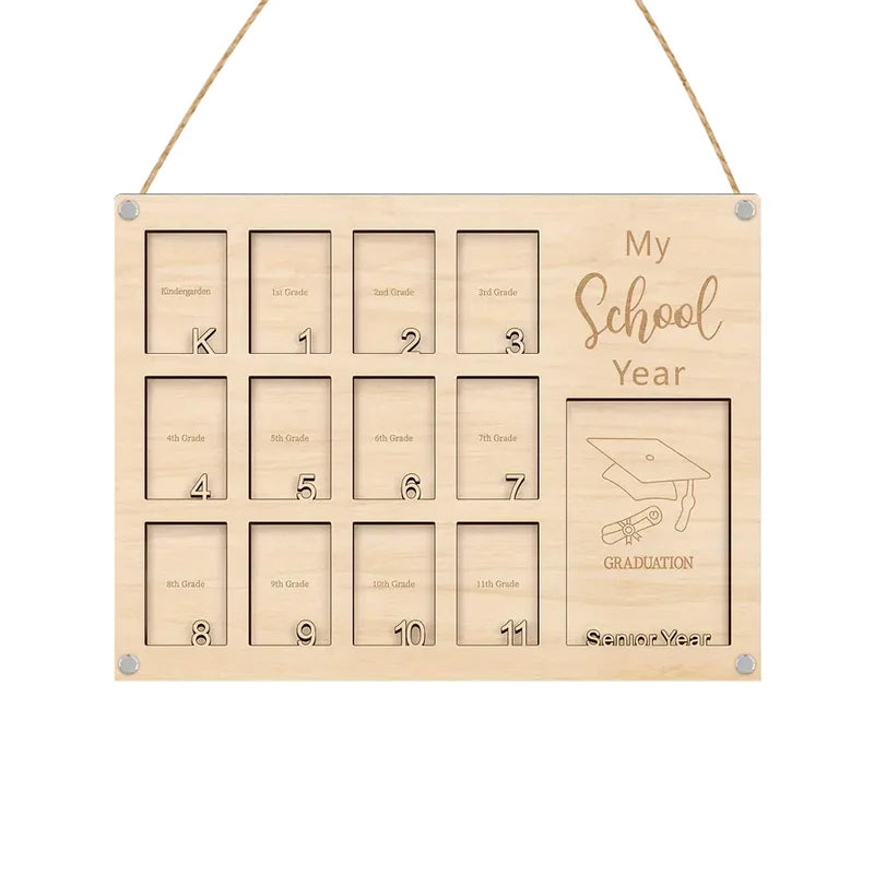 cadre photo bois texturé rustique ouvertures photos motif diplôme souvenirs scolaires