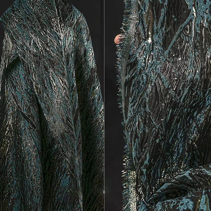 tissu jacquard satin doré 3d vert élégant brillant polyester coudre robe occasion festive respectueux