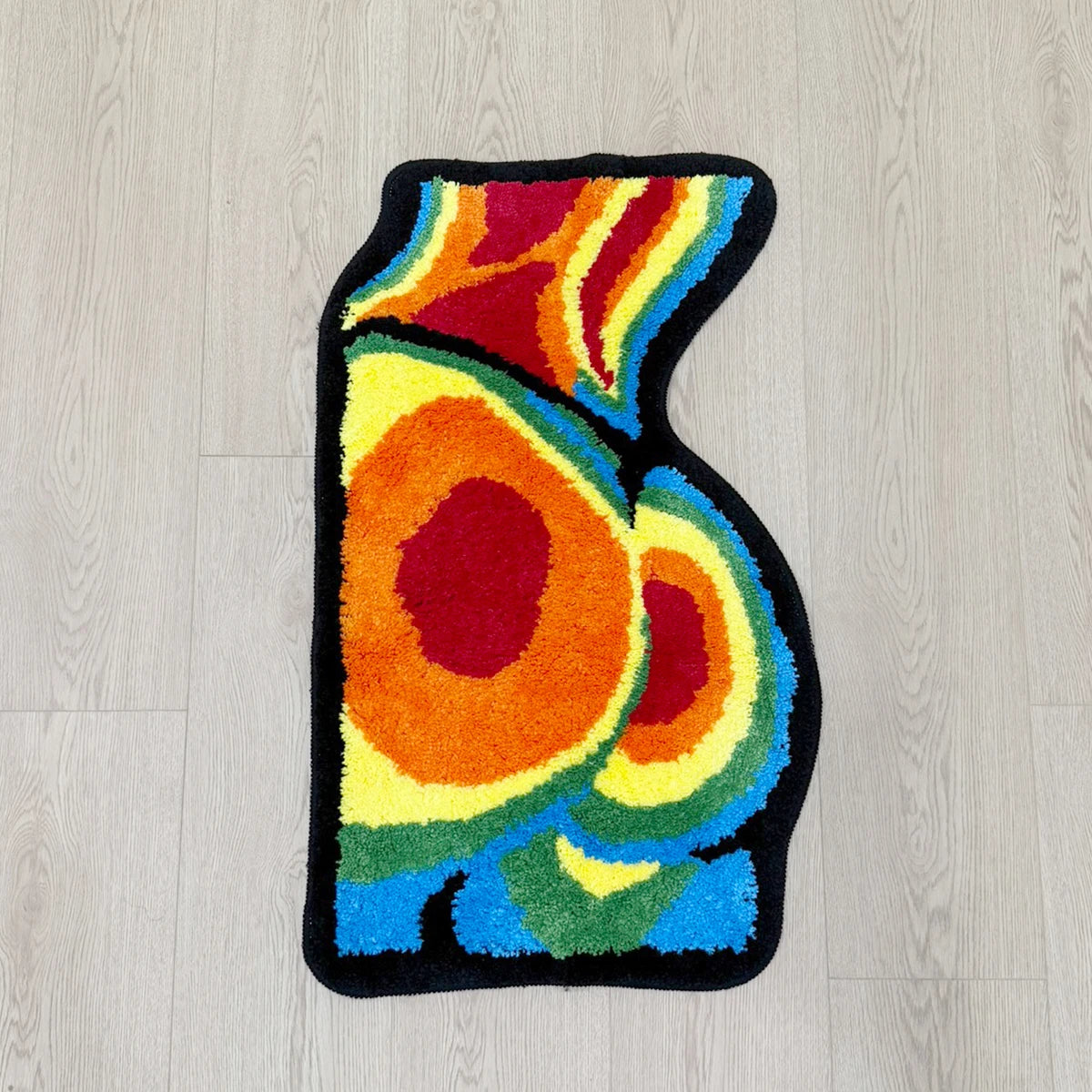 tapis multicolore abstrait cercles concentriques antidérapant polyester moderne décoration intérieur 80x47cm
