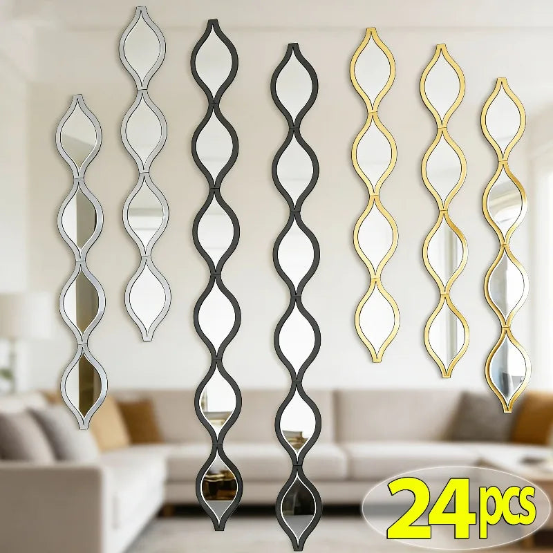 miroirs muraux adhésifs modernes noir doré blanc asymétriques décoratifs chambre salon