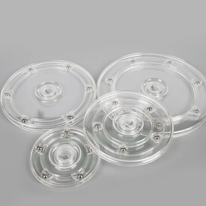 support pot transparent rotatif base ronde lazy susan plastique acrylique moderne fixations bijoux décoration