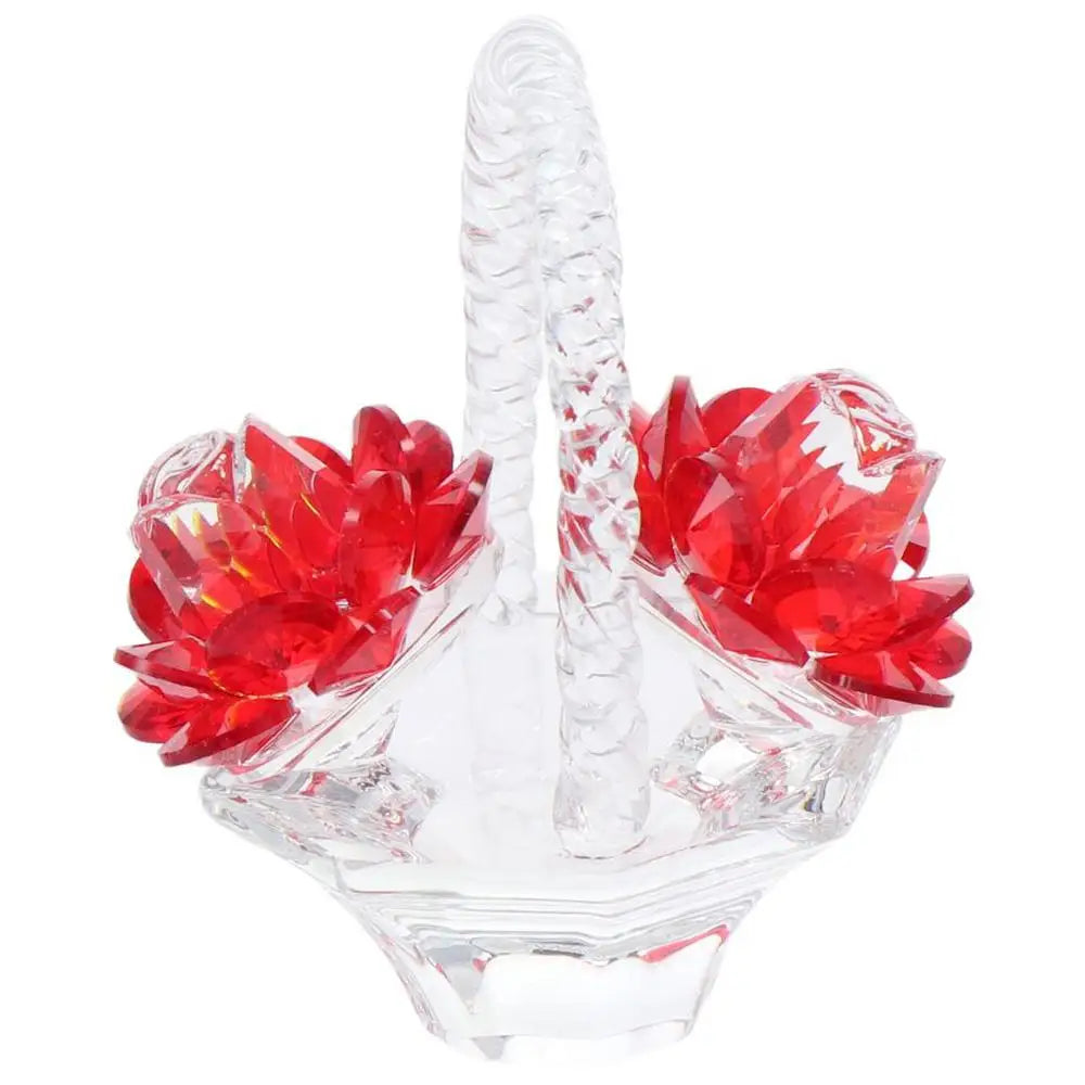 décoration florale cristal transparent rouge violet vert jaune blanc élégante figurine panier fleurs