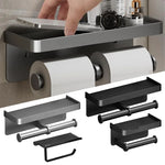 porte serviettes toilette moderne alliage d'aluminium noir fixé mur adhésif