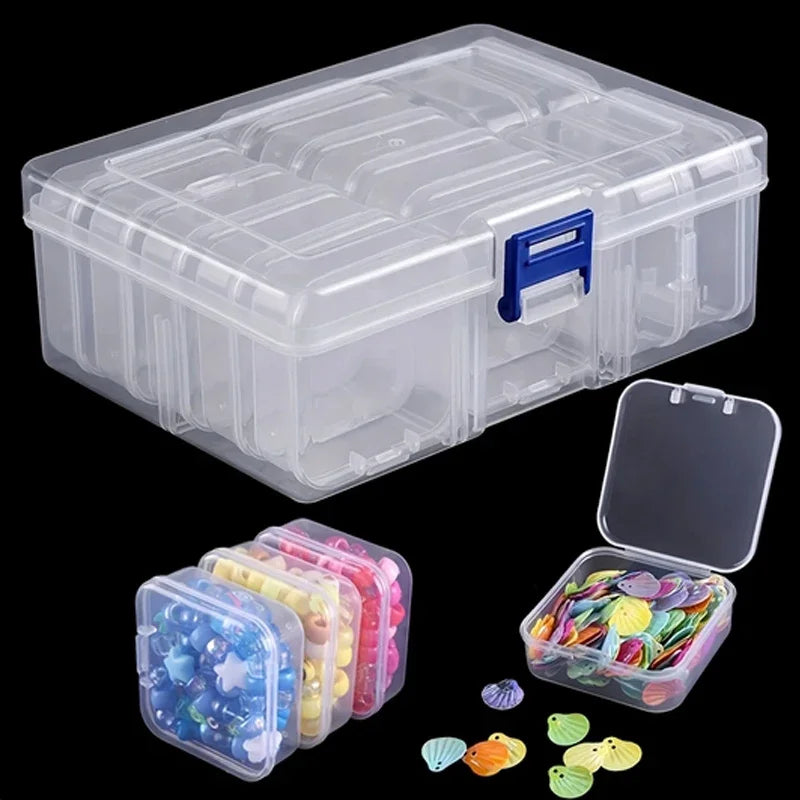 boîtes rangement transparentes compartiments clips bijoux outils organisation ateliers diy modernes pratiques sécurité portables