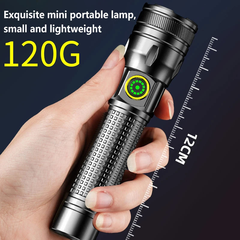 lampe poche led rechargeable écran numérique zoomable 2000 lumens noir tactical camping