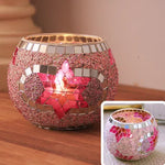 bougeoir multicolore mosaïque artisanal verre opac transparent décoration maison petite bougie chauffe plat support
