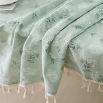 nappe table coton verte motifs floraux semi transparente classique rustique pâques noël