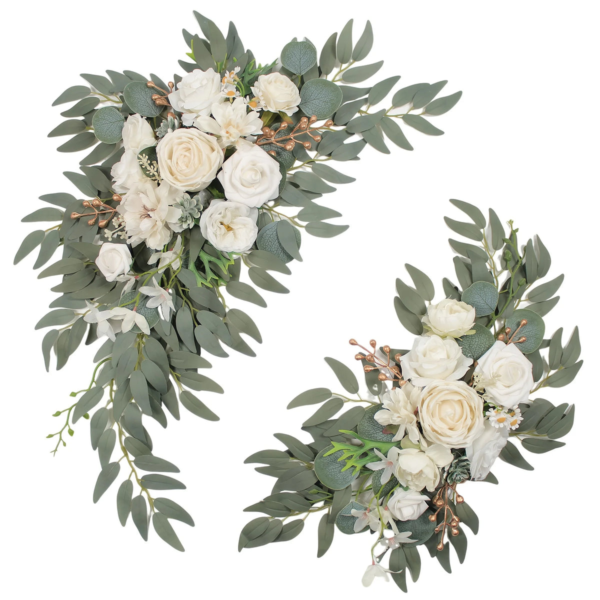 décorations florales blanc vert doré mariage anniversaire baby shower extérieur rustique élégant bienvenue