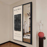 miroir pleine longueur contemporain beige noir abstract pattern cadre aluminium chambre salon decoration