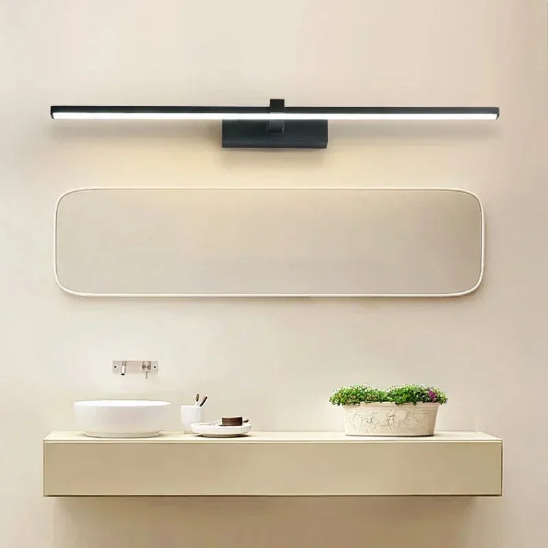 lampe led moderne salle bain miroir aluminium noir minimaliste éclairage quotidien 60cm 80cm 100cm