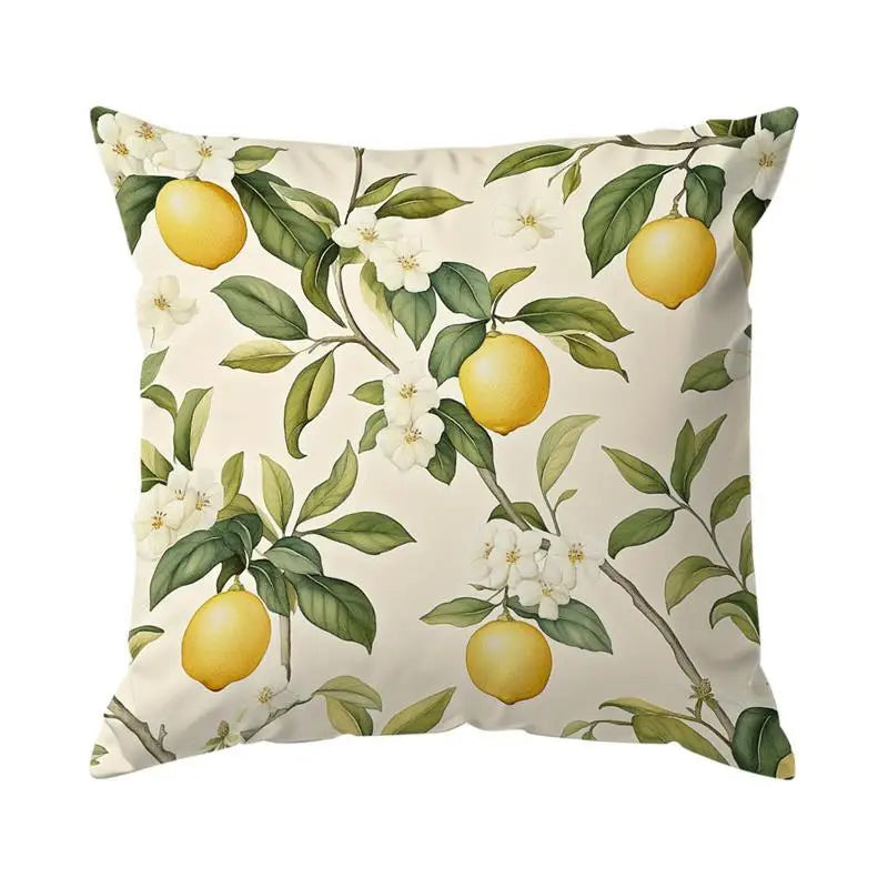 taies d'oreiller polyester citron vintage naturel fleurs blanches couleurs vives décoration maison jacinthe