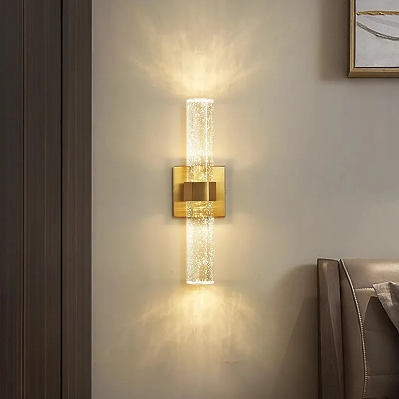 lampe murale contemporaine dorée transparente led moderne chambre salon decorationintérieur
