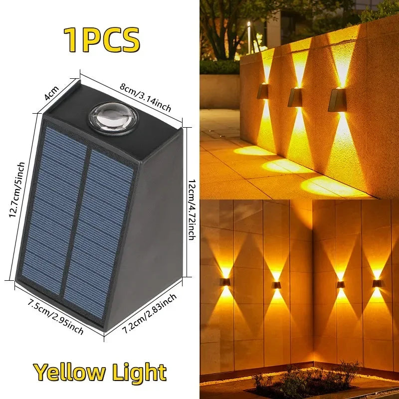 lampes murales solaires modernes led noires lumière jaune ip65 étanchesextérieur minimalistes