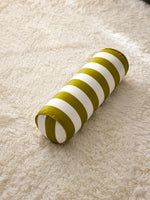 coussin rond velours rayures moderne oreiller décoration maison beige blanc orange blanc vert blanc