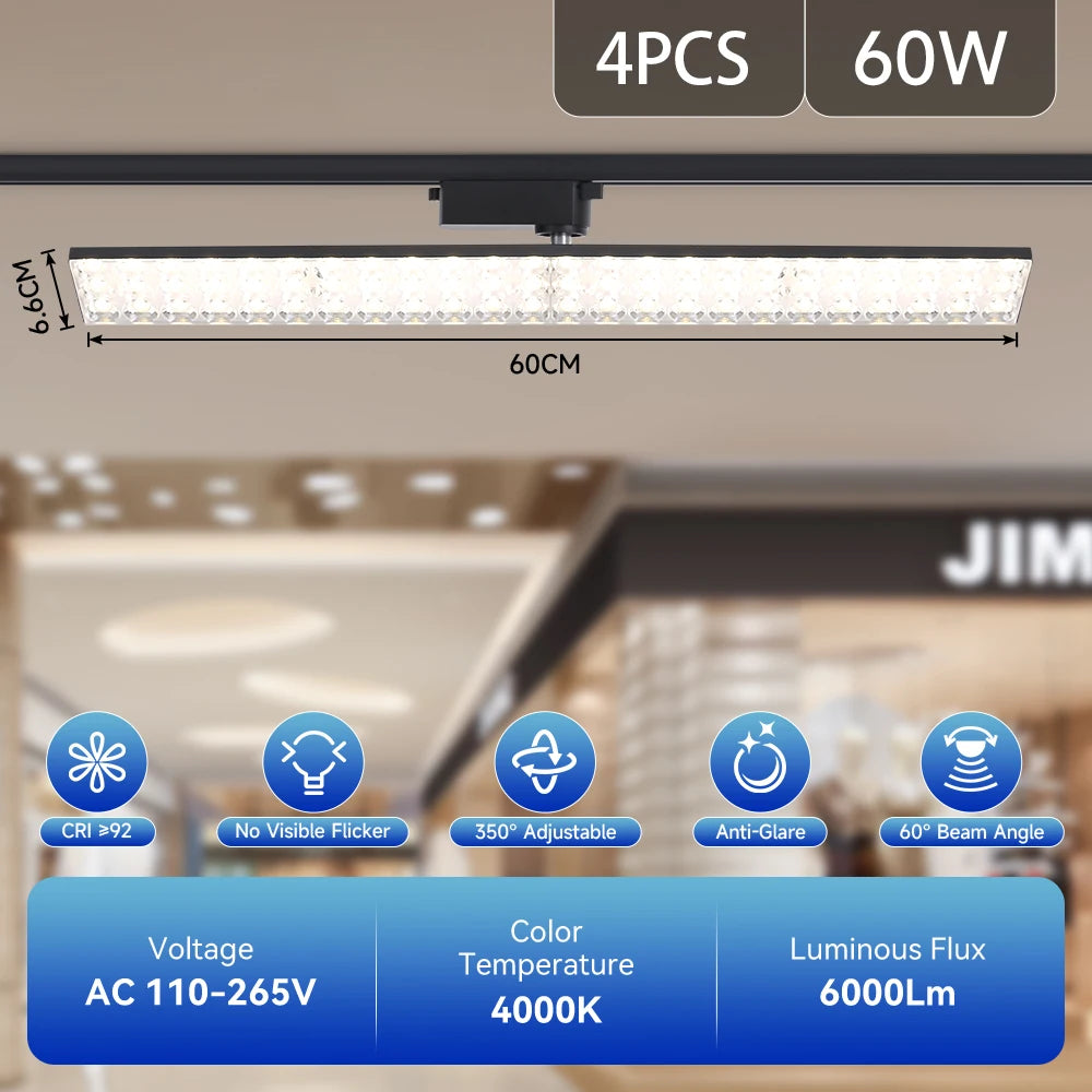 projecteurs led rail noir moderne 30w 60w 30cm 60cm facile certifiés cecccrohs
