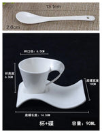 tasse blanc porcelaine moderne respectueux environnement 130ml 200ml 300ml 90ml cuillère dorée gâteau