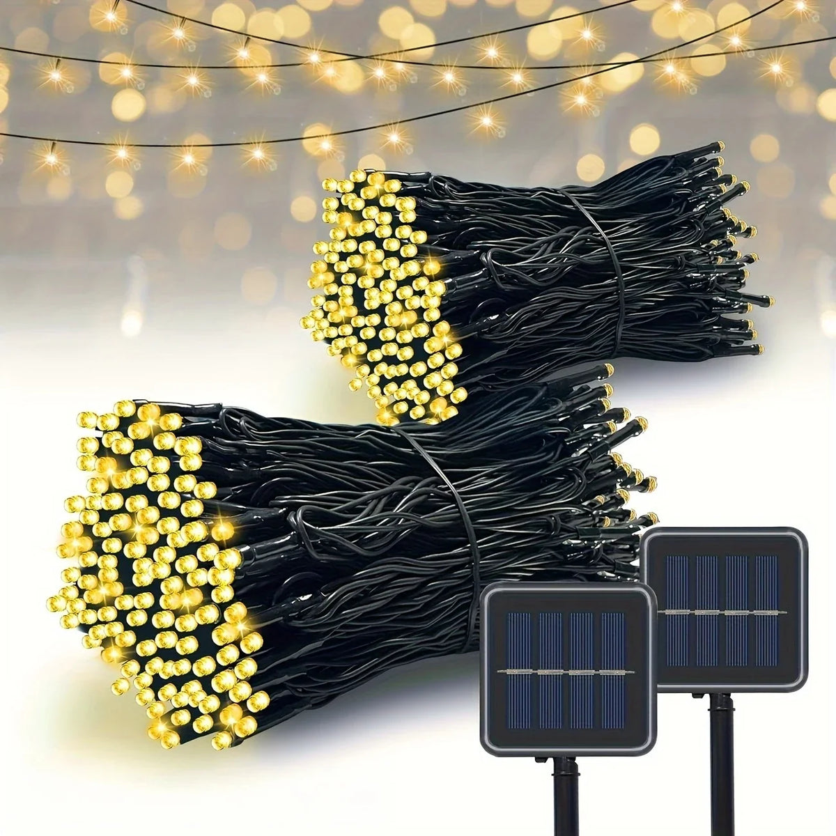 guirlande lumineuse solaire imperméable ip65 20 led jaunes modes facile sans câblage nécessaire