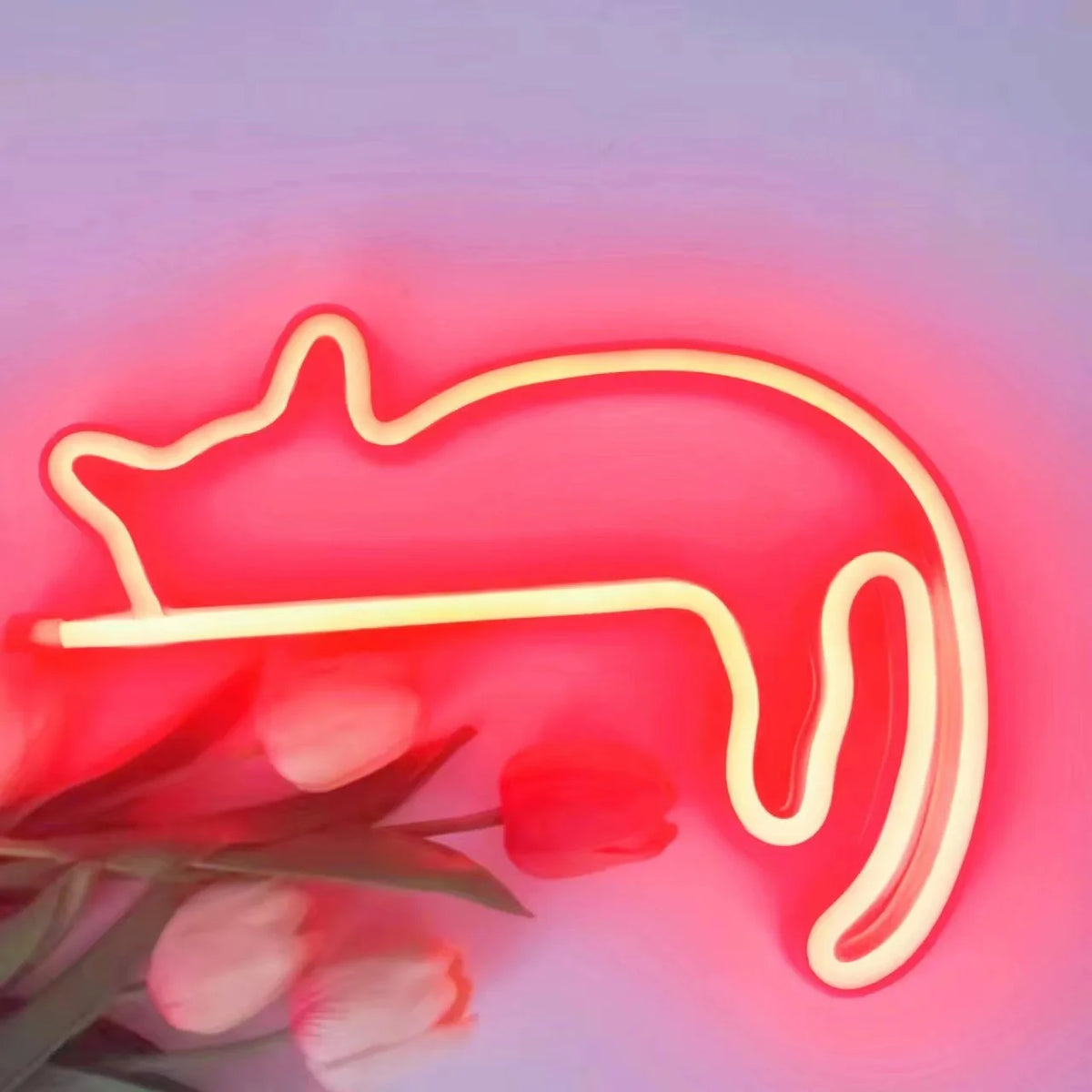 néon mural chat forme bleu rose moderne veilleuse lumineuse décoration intérieure cadeauOpaque