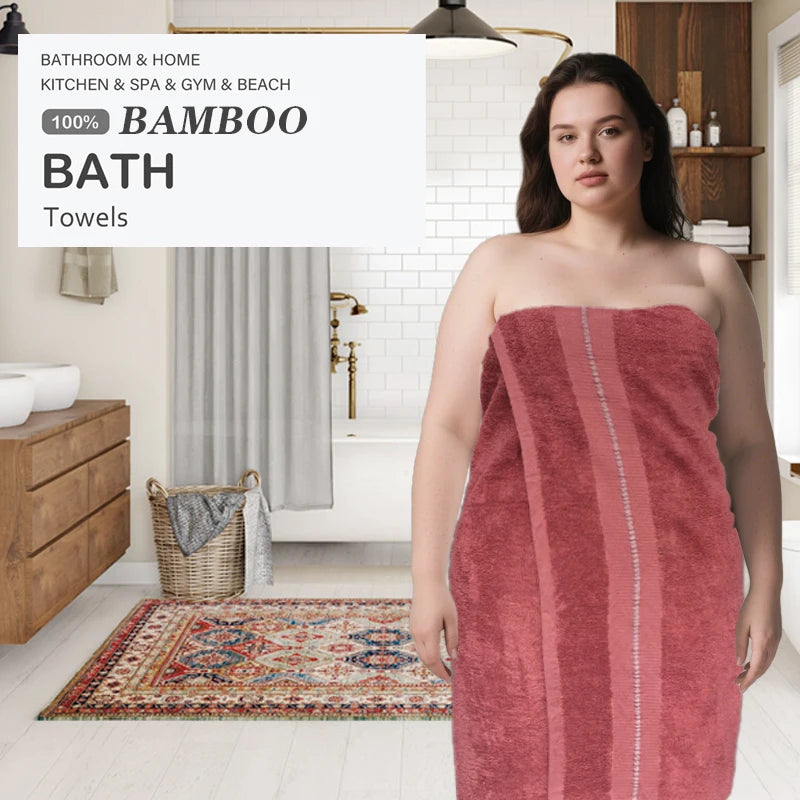 serviette bain bambou rayures blanches rouge bleu marine absorbant douce texture moderne large