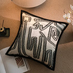 taie d'oreiller léopard brodé moderne 45x45cm noir blanc décoratif intérieur voiture chambre salon canapé