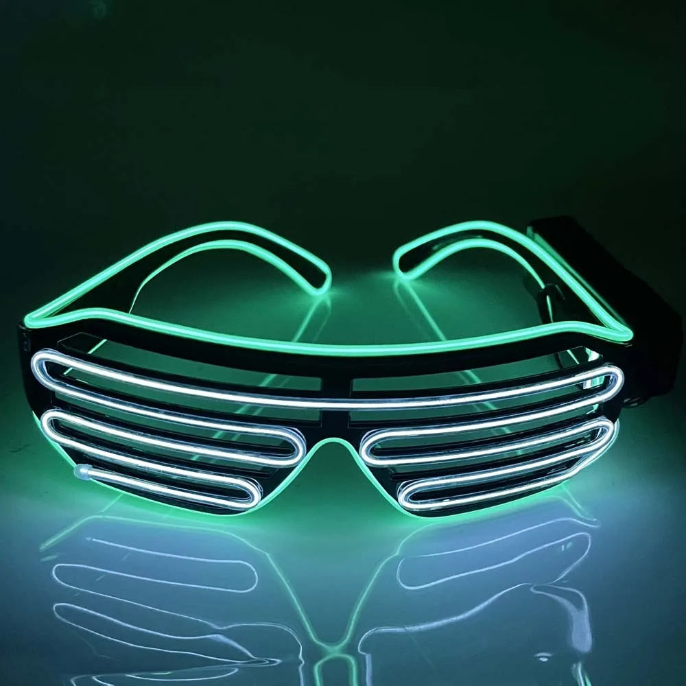 lunettes lumineuses vert bleu rouge noir lignes horizontales modernes occasionnelles halloween anniversaire noël