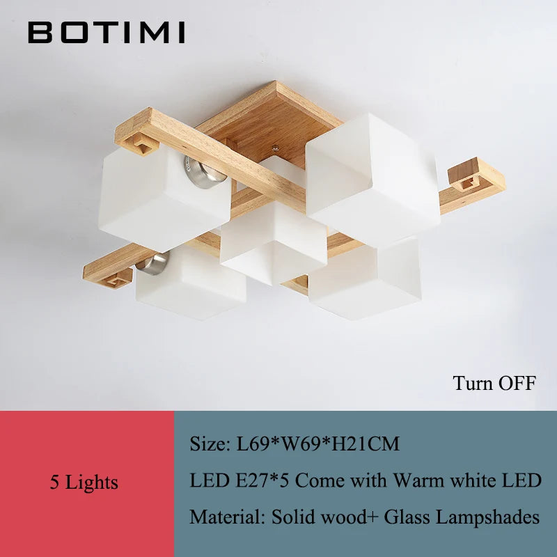 lampe moderne bois verre cubes géométriques blanc doré 10 15 mètres carrés