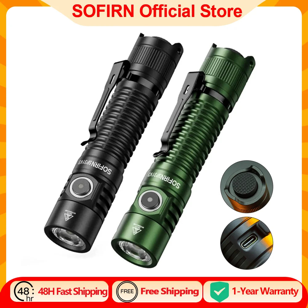 lampe torche tactique 2000lm 18650 rechargeable vert noir led certifications sécurités