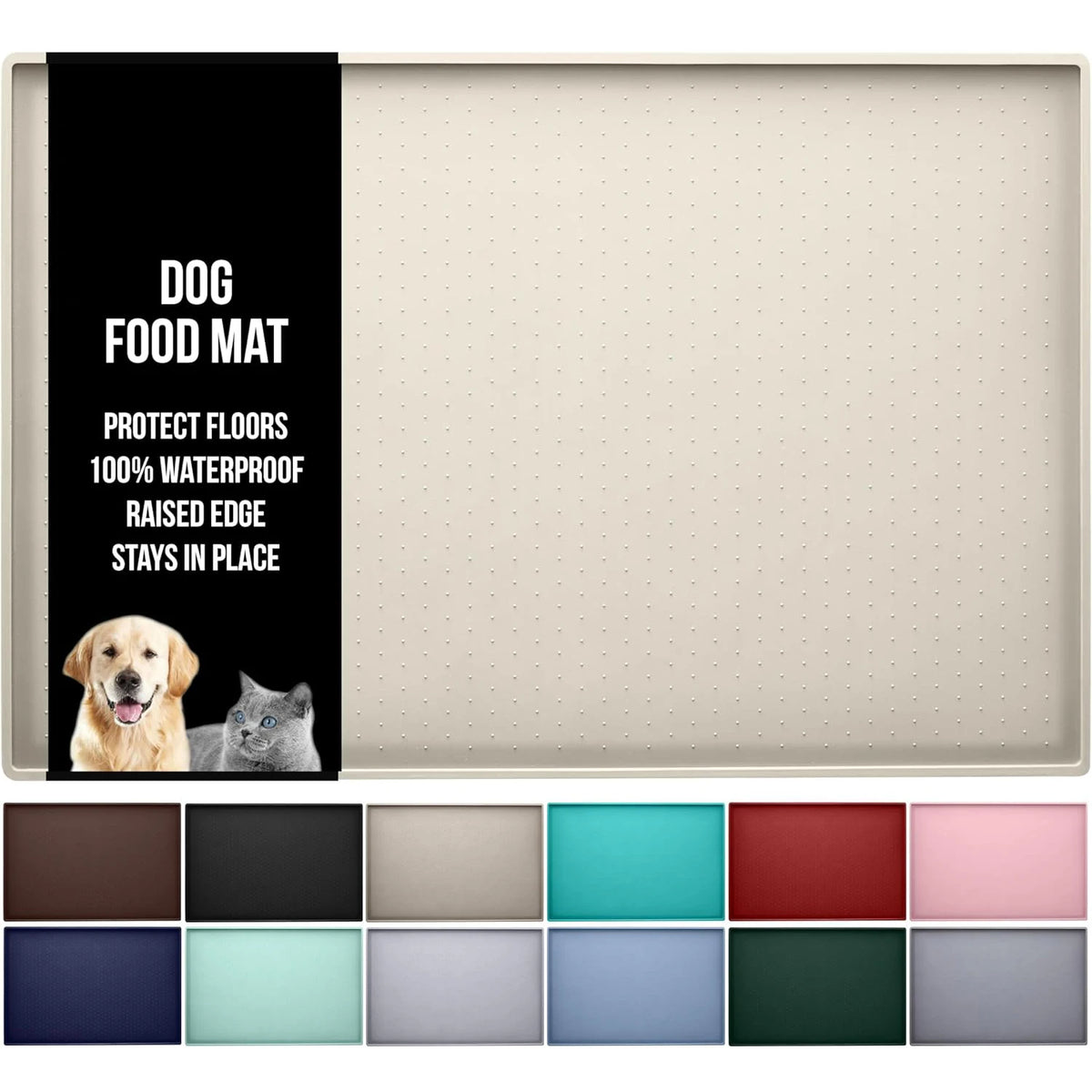 tapis silicone gris nourriture chien chat antidérapant rebord points relief