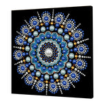tableau décoratif mandala bleu blanc doré rose vert jaune violet orange contemporain 25x25cm