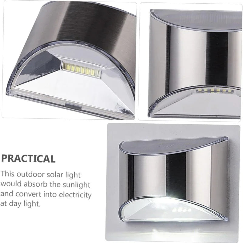lampe murale solaire led argentée moderne minimaliste extérieure adhésive résistante étanche