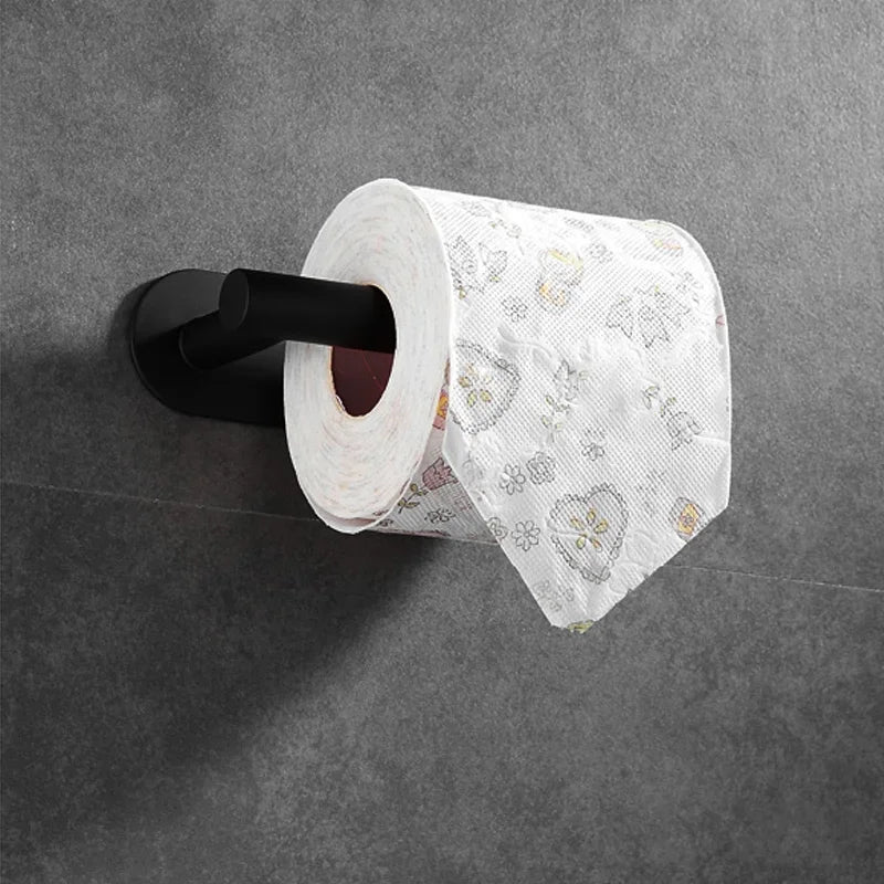 accessoire salle bain adhésif noir moderne porte rouleau papier toilette napkin holder suspension serviettes