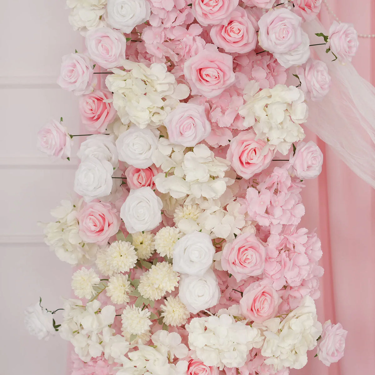 Décoration mariage rose romantique fleurs soie intérieure bienvenue accessoire pilier floral