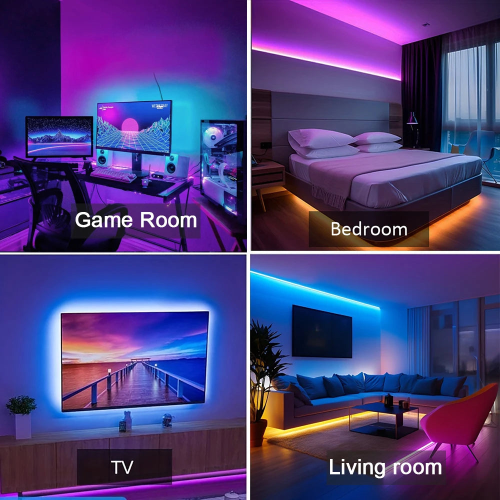 bande lumineuse led rgb flexible décoration fête télécommande application multiple couleurs