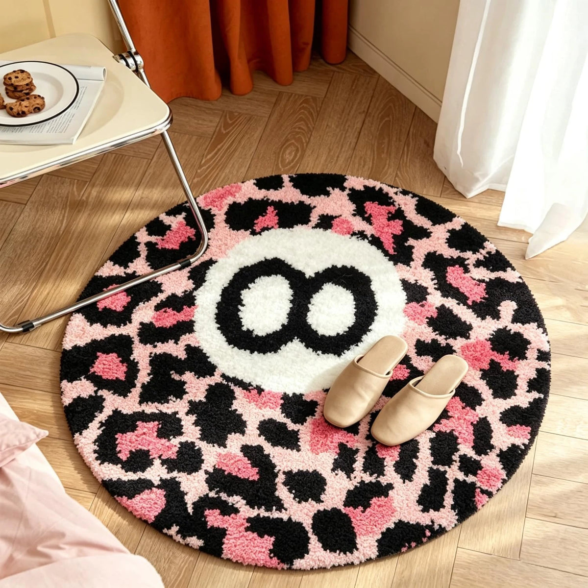 tapis noir blanc imprimé léopard chiffre moderne antidérapant polyester salon chambre