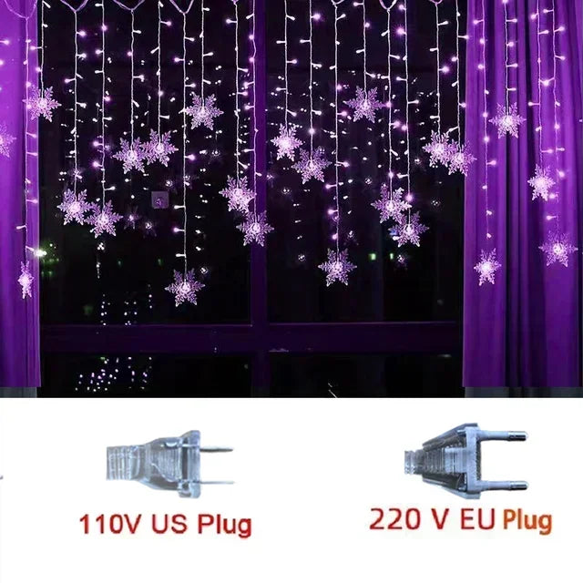 guirlande lumineuse flocons neige blanc multicolore clignotante noël moderne étanche festive mariage