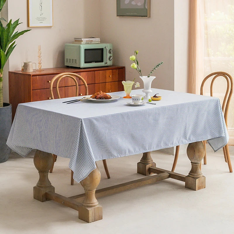 nappe table rectangulaire rayures diagonales bleu marine moderne imperméable polyester 140cm 180cm 200cm 220cm
