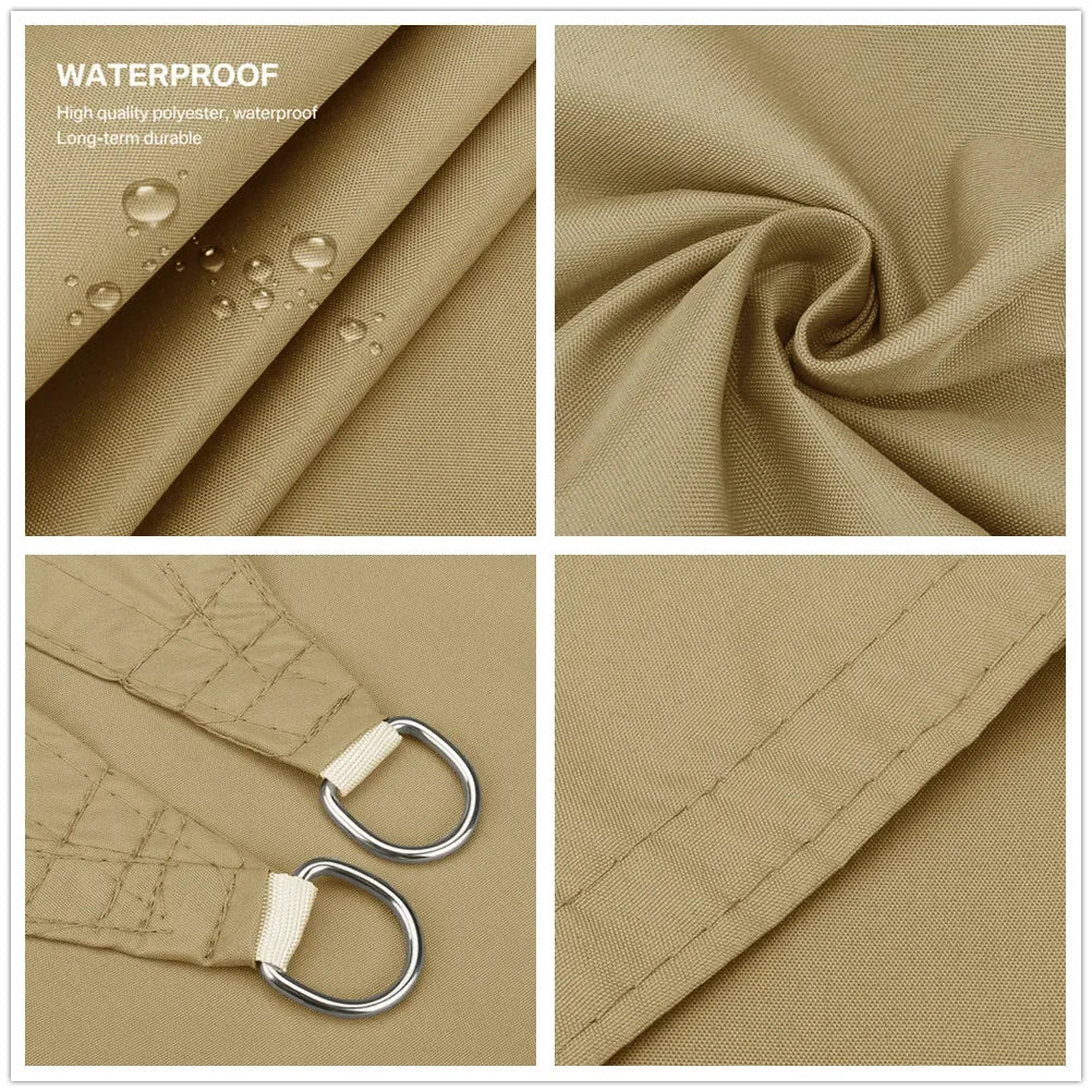 Toile d'ombrage blanche sur une terrasse avec mobilier de jardin