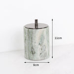 ensemble décoration salle bain marbre vert blanc moderne distributeur savon boîte mouchoirs flacon parfum