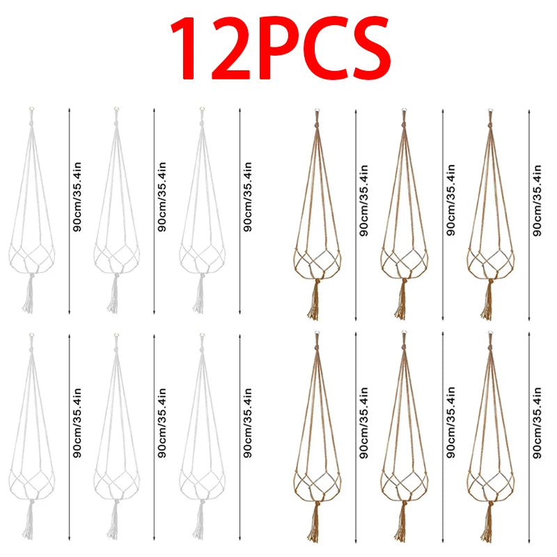 support plante suspendue macramé boho fibre végétale beige blanc noir artisanal