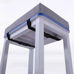 tabouret moderne gris toile lin coussin amovible imperméable boucles noiresscrição