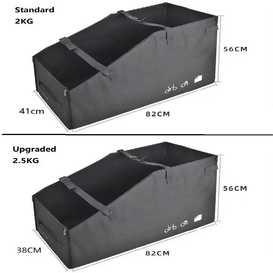 boîte rangement vélo pliant noir tissu uni pratique poignées fermeture glissière durable nylon