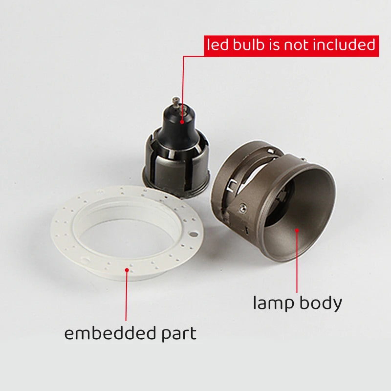 Spot LED moderne noir blanc encastrable vis diamètre 100mm hauteur 50mm