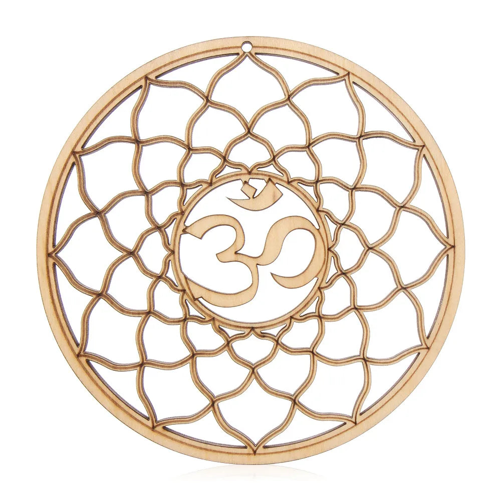 coasters bois clair gravure circulaire fleur vie om lotus minimaliste 14cm 30cm