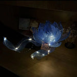 décoration lotus lumineux LED bleu rose jaune scintillant transparent événementiel artisanal