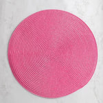 tapis table tissé spirale moderne orange rouge bleu beige placemat assiette cuillère verre