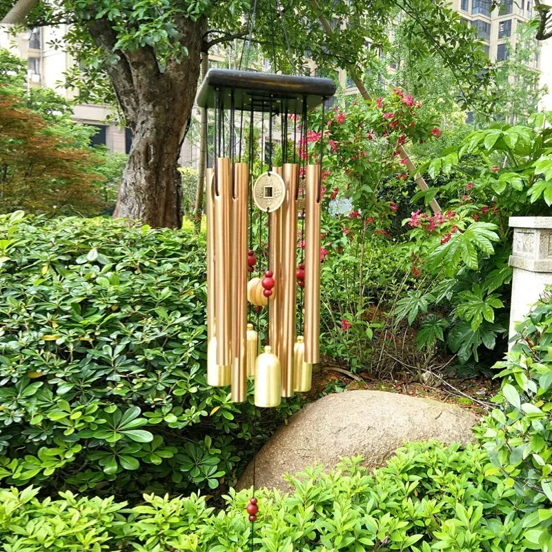 cloche vent ange doré rouge métal brillant traditionnelextérieur cloches fixé chaînes